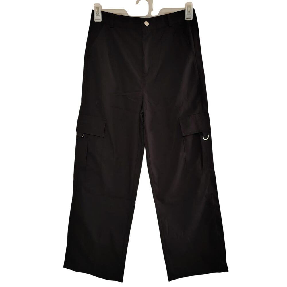 SUMMER LIGHTWEIGHT BLACK CARGO PANTS - WIDE LEG -ELASTIC BACK WAIST
Size LARGE